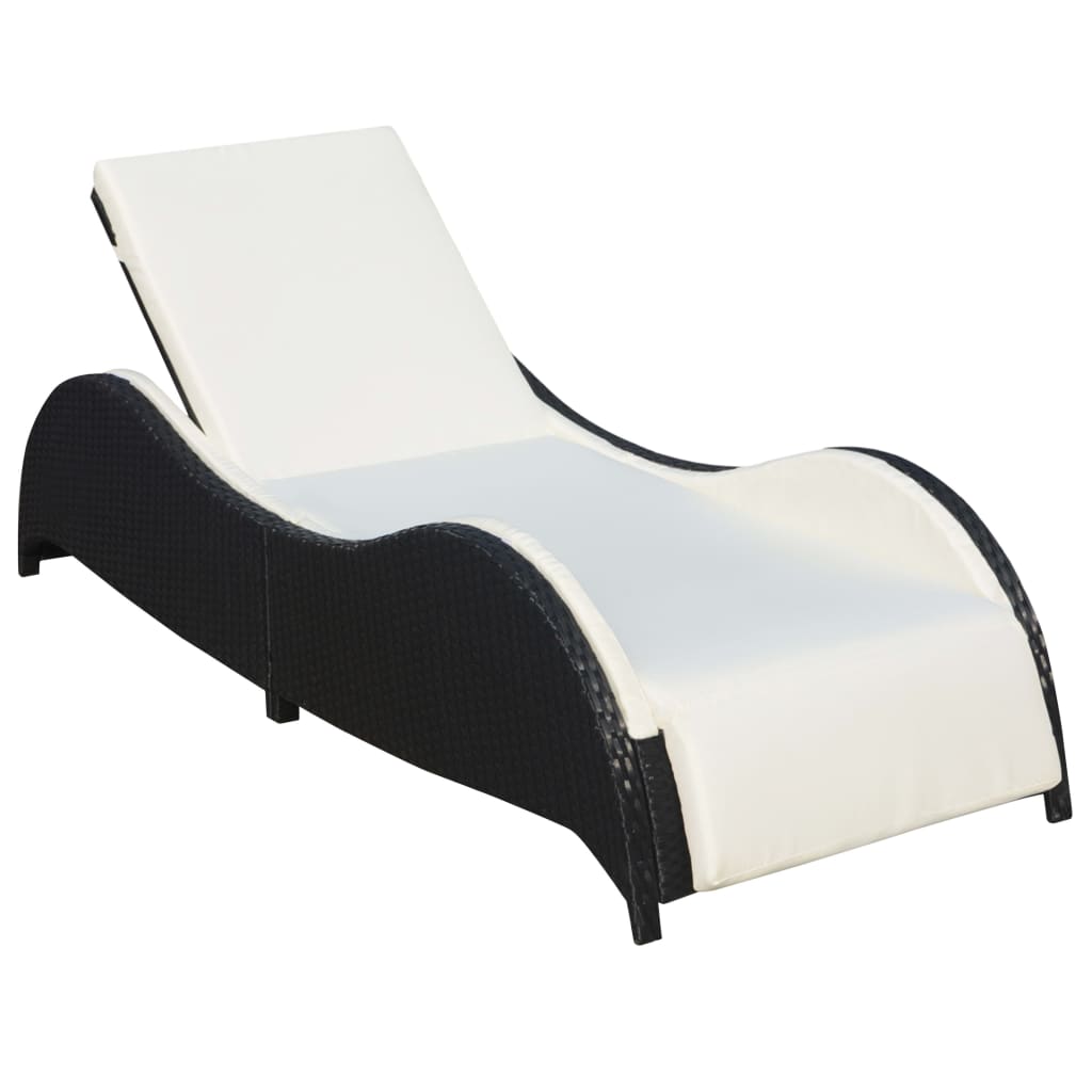 Chaise longue avec coussin en polyrotin