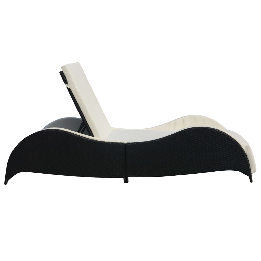 Chaise longue avec coussin en polyrotin