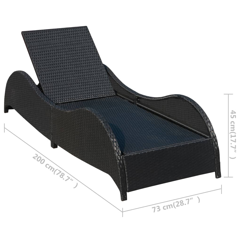 Chaise longue avec coussin en polyrotin