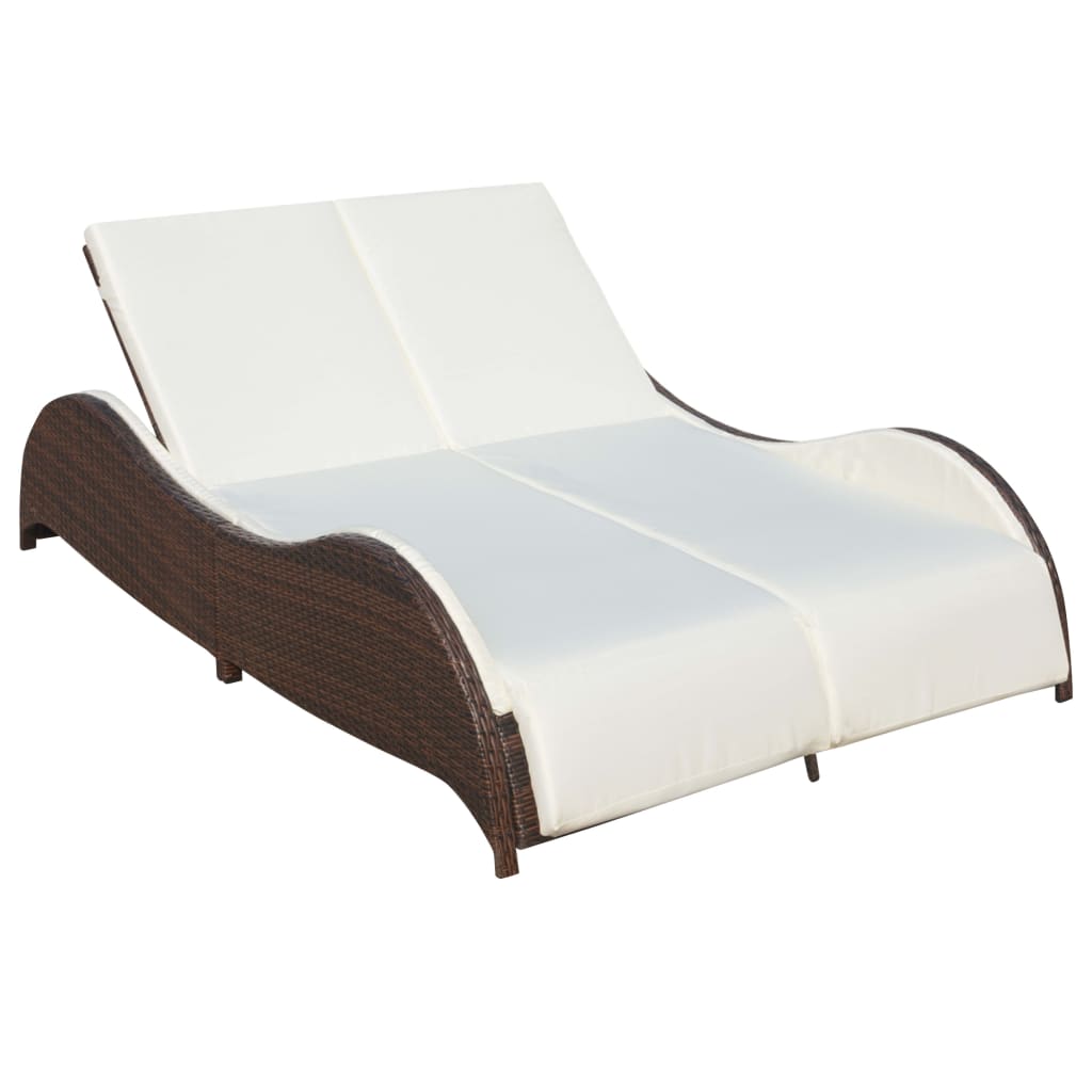 Chaise longue double avec coussin en polyrotin