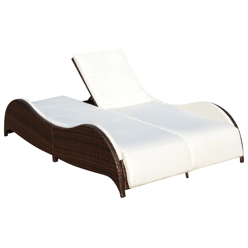 Chaise longue double avec coussin en polyrotin