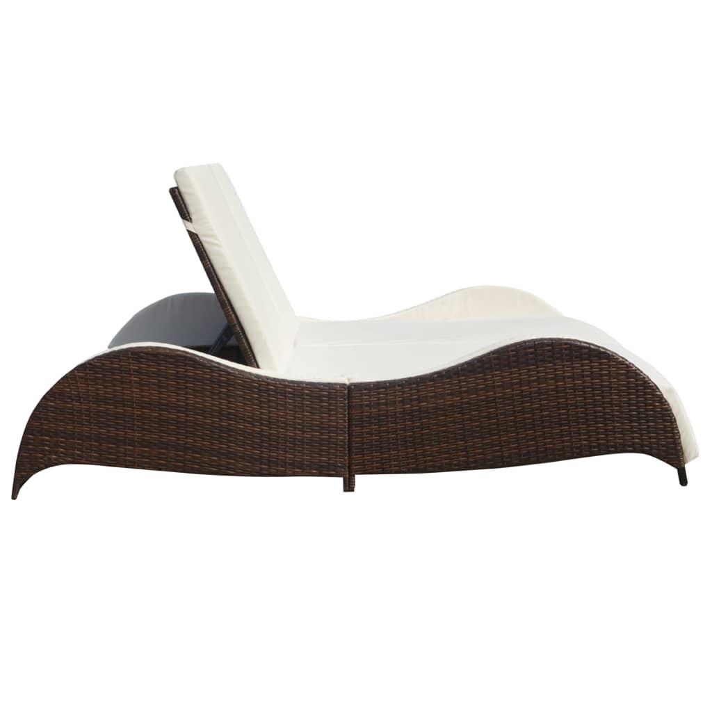 Chaise longue double avec coussin en polyrotin