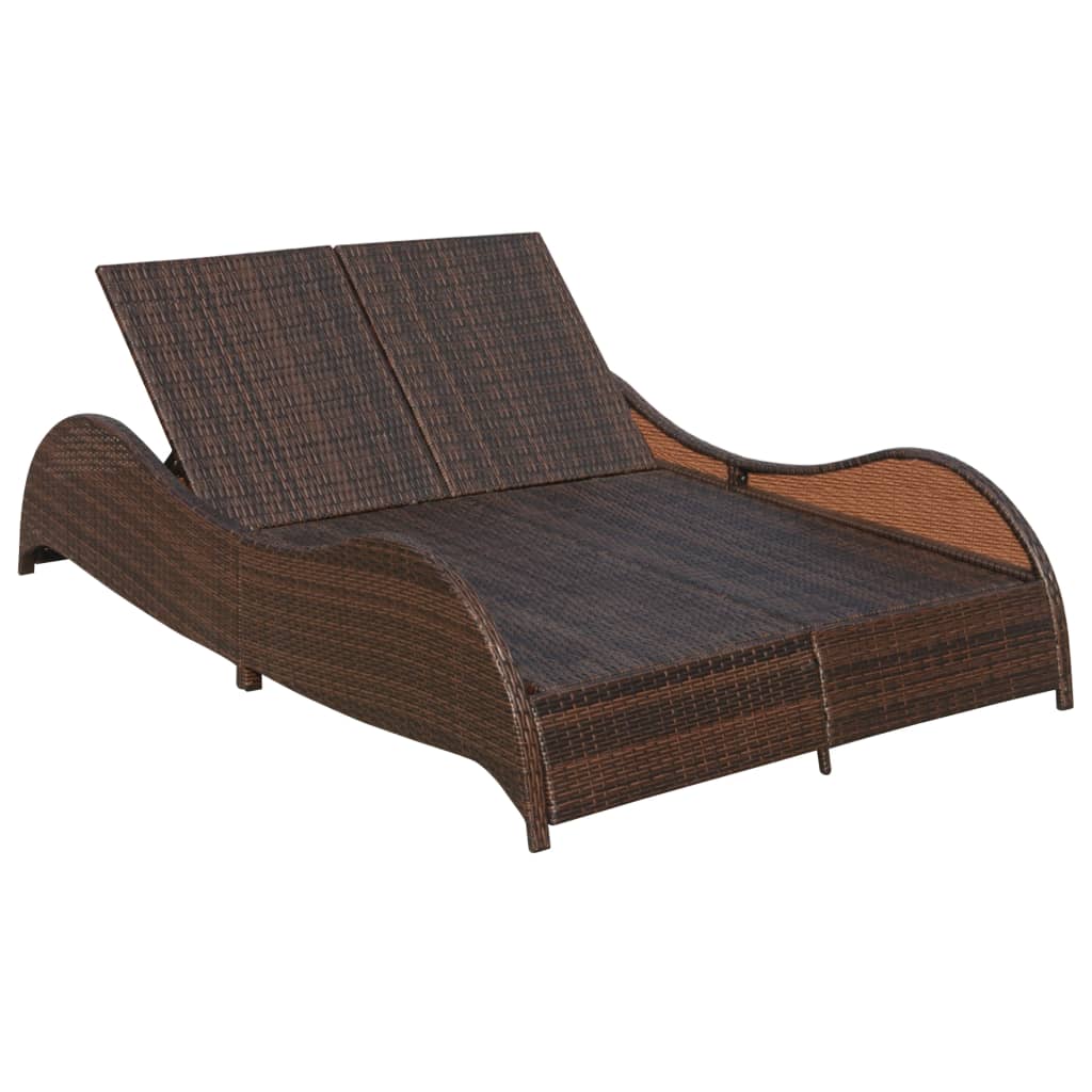 Chaise longue double avec coussin en polyrotin