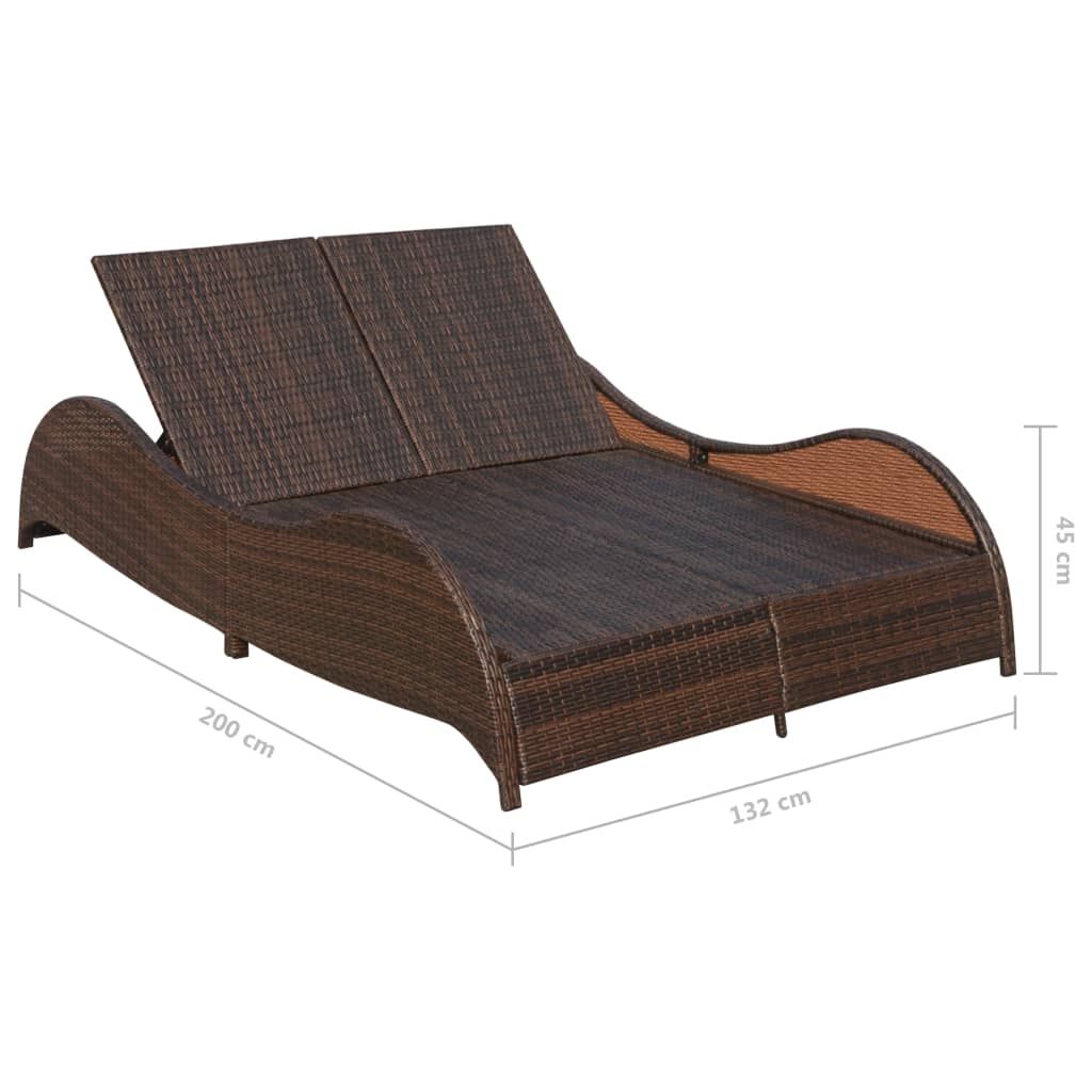 Chaise longue double avec coussin en polyrotin