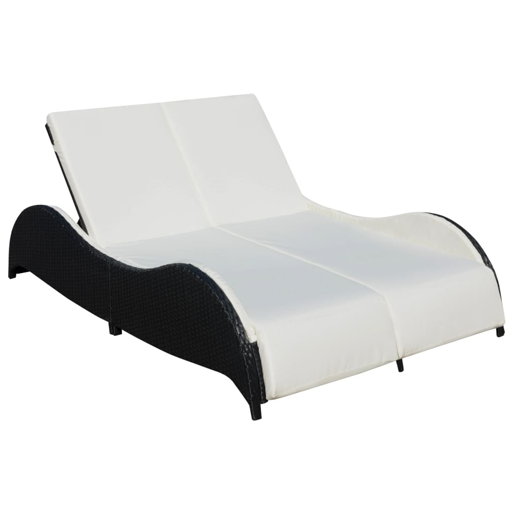 Chaise longue double avec coussin en polyrotin