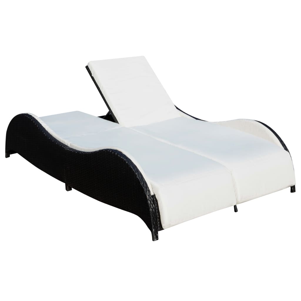 Chaise longue double avec coussin en polyrotin