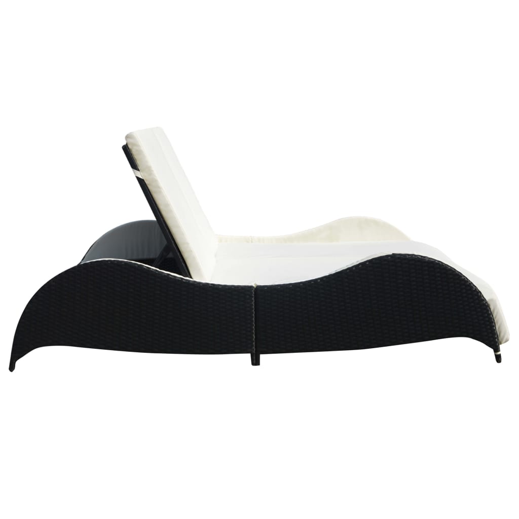 Chaise longue double avec coussin en polyrotin