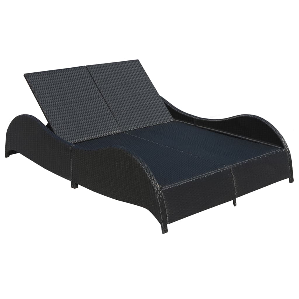 Chaise longue double avec coussin en polyrotin