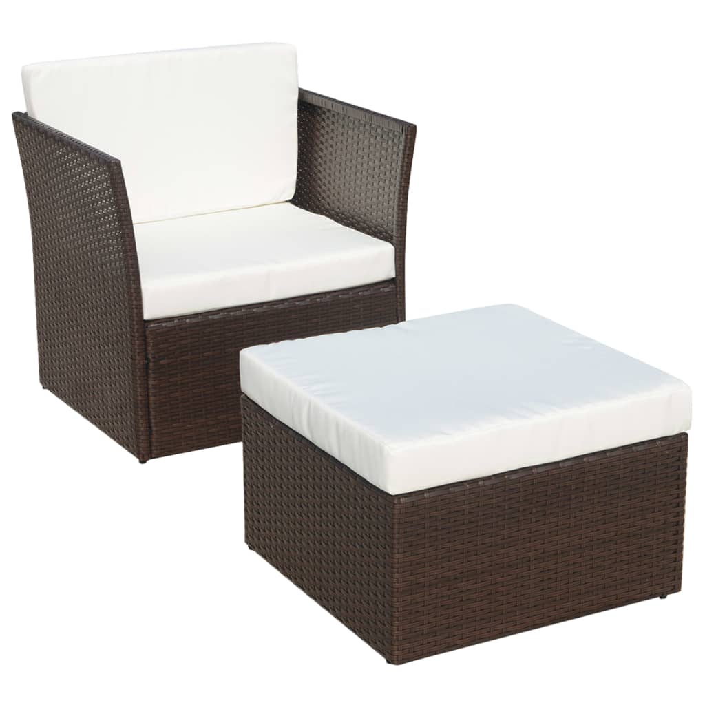 Chaise de jardin avec repose-pieds en poly rotin