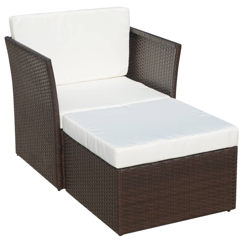 Chaise de jardin avec repose-pieds en poly rotin