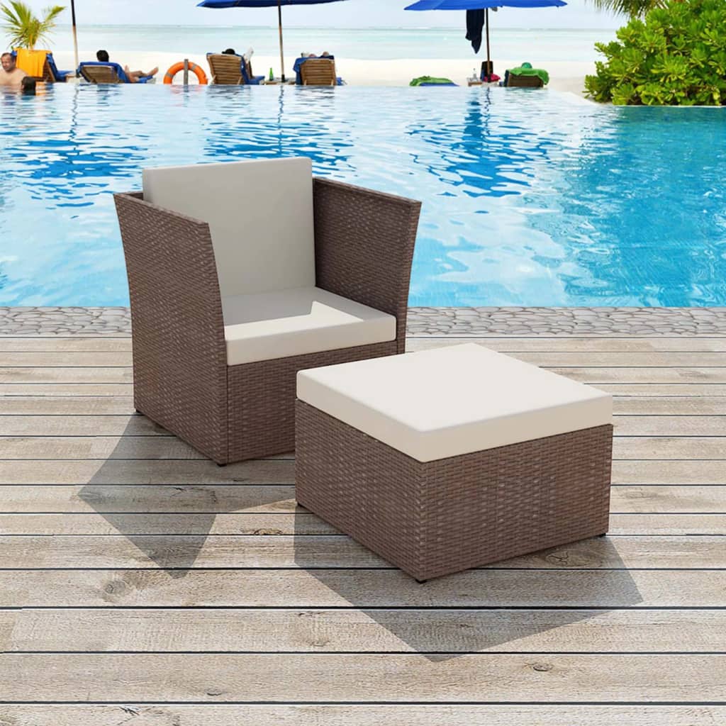 Chaise de jardin avec repose-pieds en poly rotin