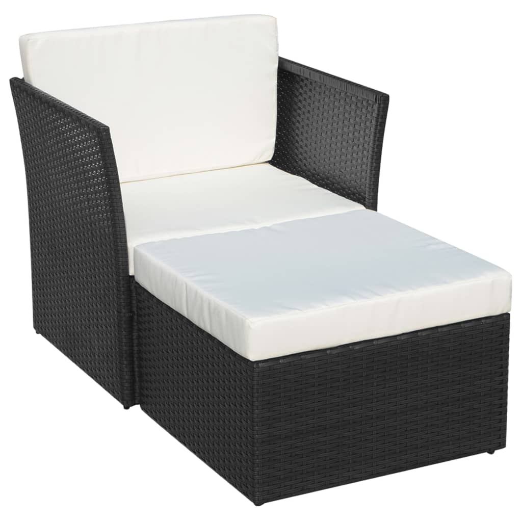 Chaise de jardin avec repose-pieds en poly rotin