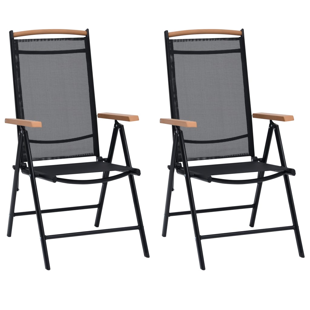 Chaises de jardin 6 pcs pliables textilène noir