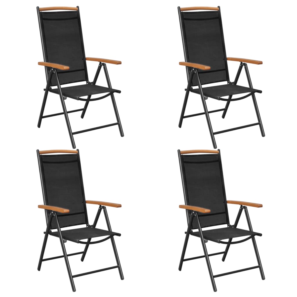 Chaises de jardin 6 pcs pliables textilène noir