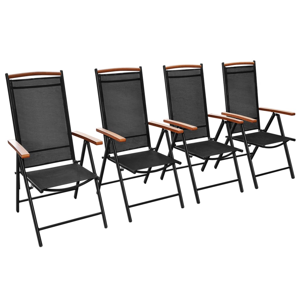 Chaises de jardin 6 pcs pliables textilène noir