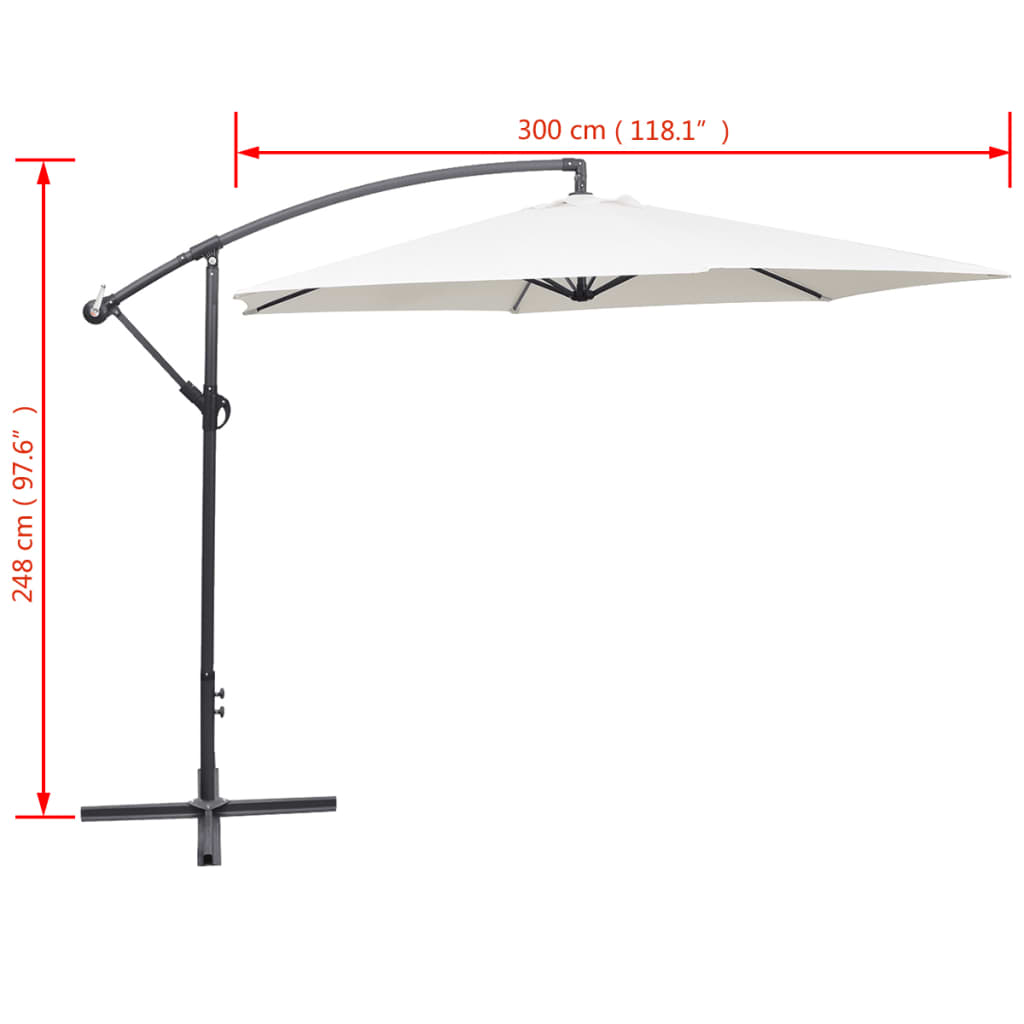 Zweefparasol met aluminium paal 300 cm