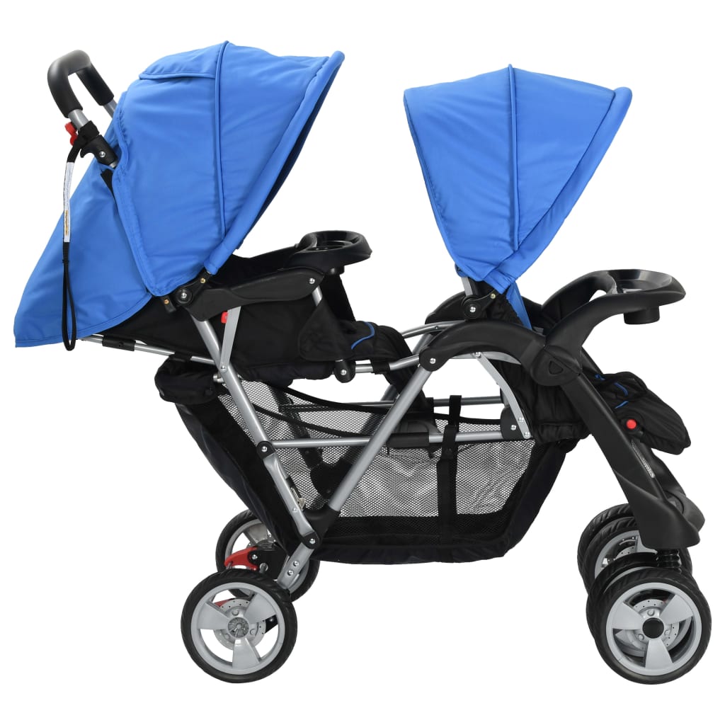 Kinderwagen dubbel staal en zwart