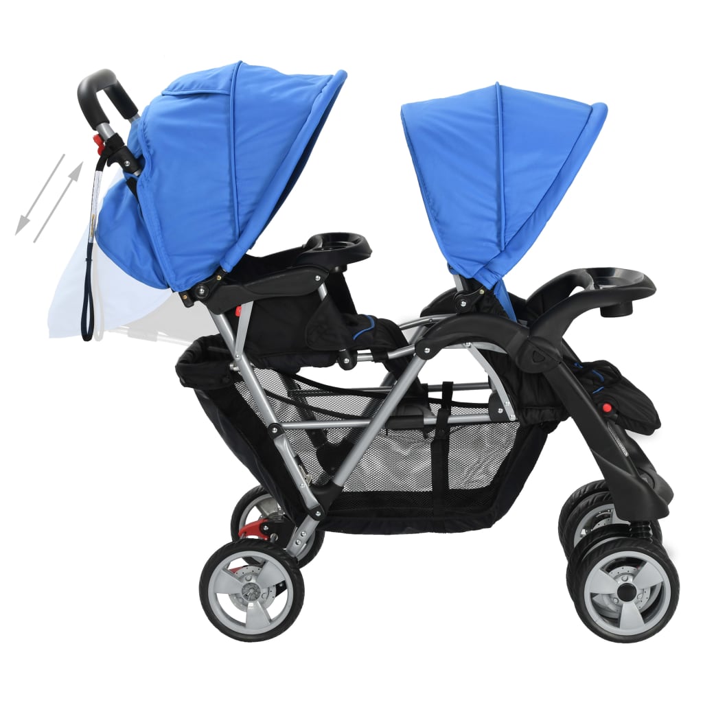 Kinderwagen dubbel staal en zwart