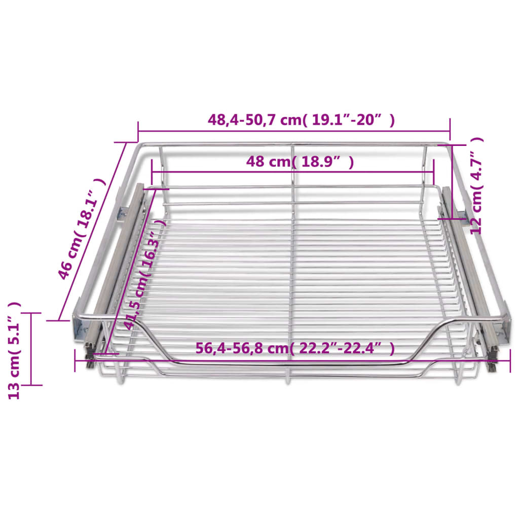 Corbeilles en fil coulissant 2 pcs 300 mm argenté