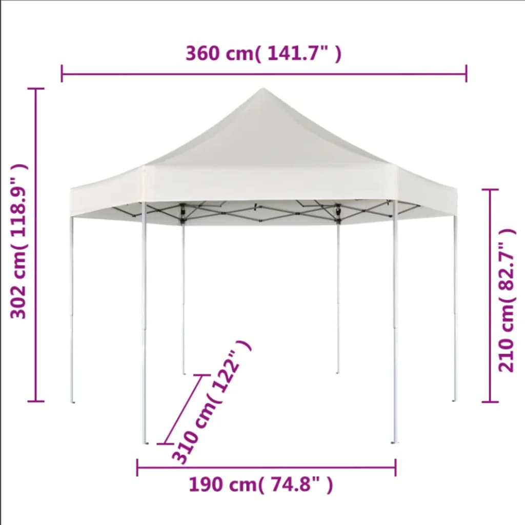 Partytent pop-up zeshoekig inklapbaar 3,6x3,1 m