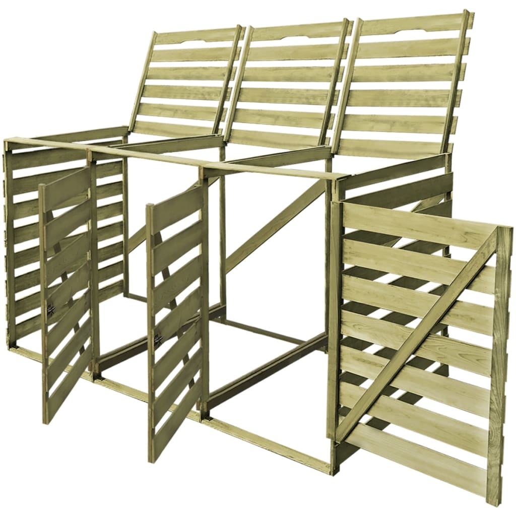 Conteneur de stockage triple 240 L bois imprégné