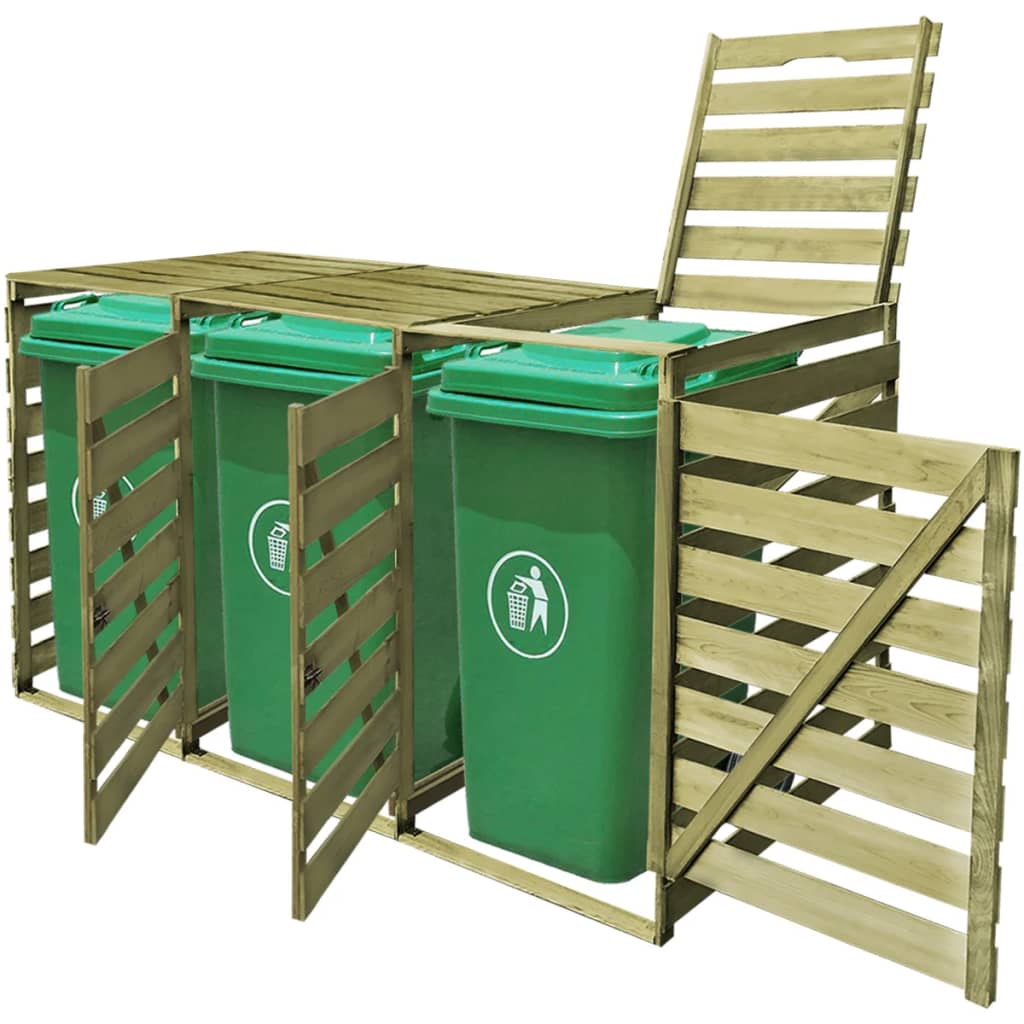 Conteneur de stockage triple 240 L bois imprégné