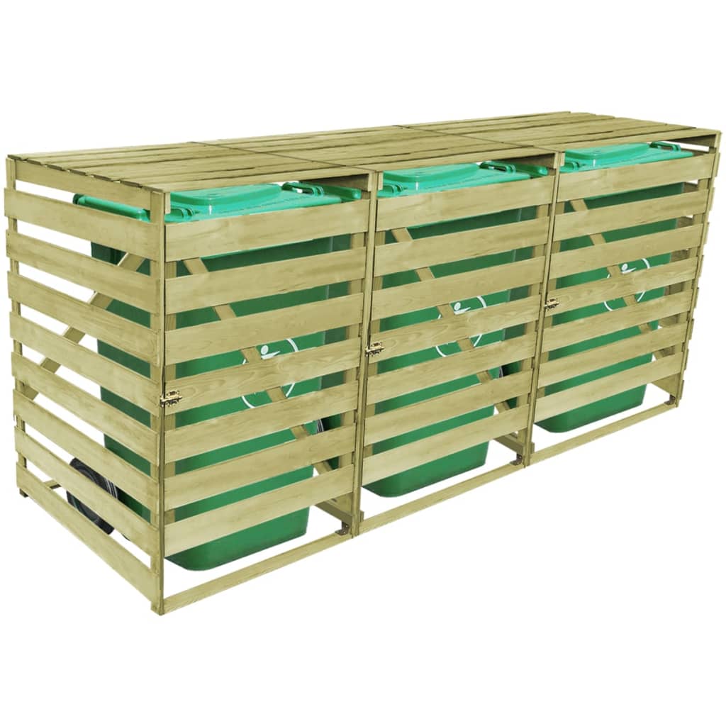 Conteneur de stockage triple 240 L bois imprégné