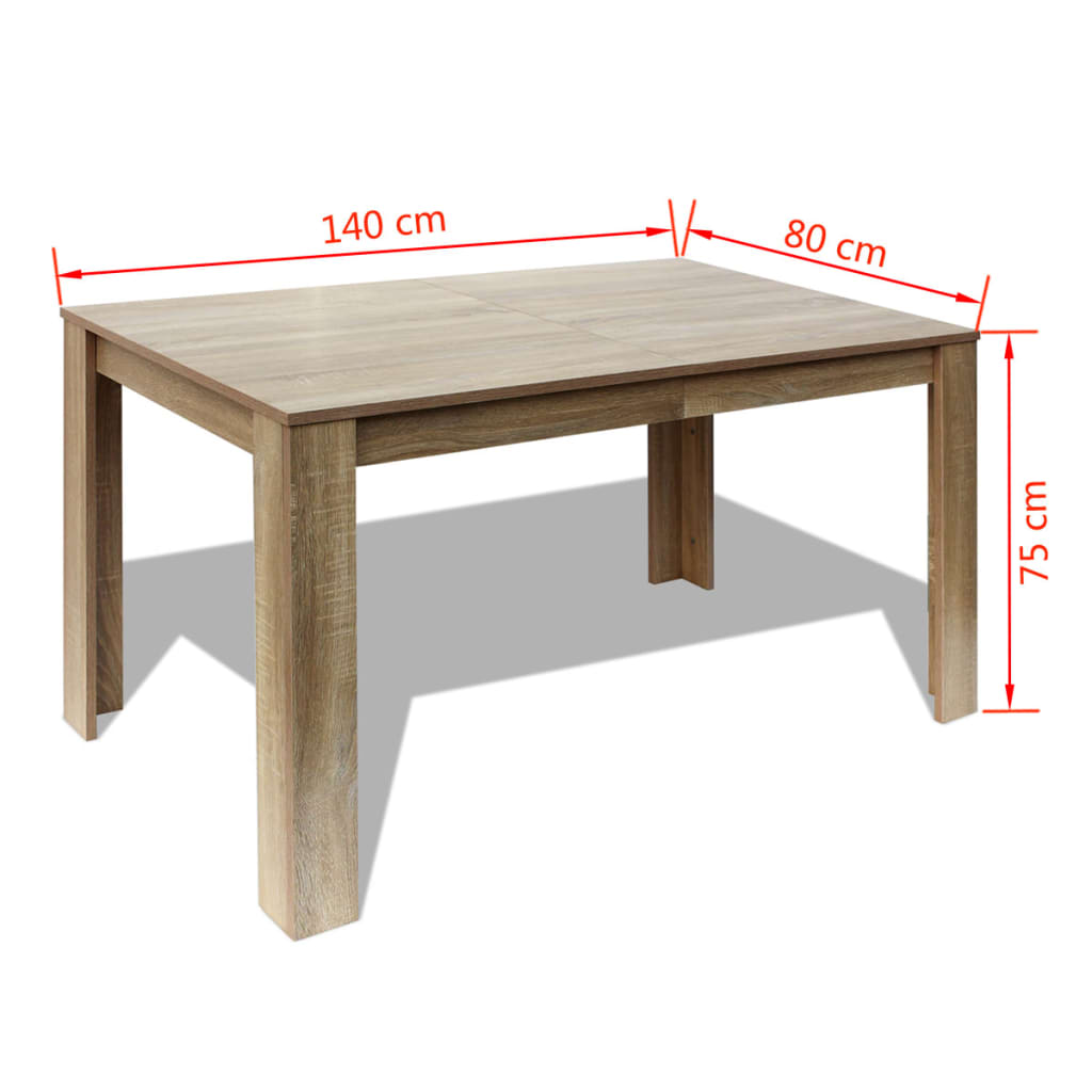 Eettafel 140x80x75 cm eikenkleurig