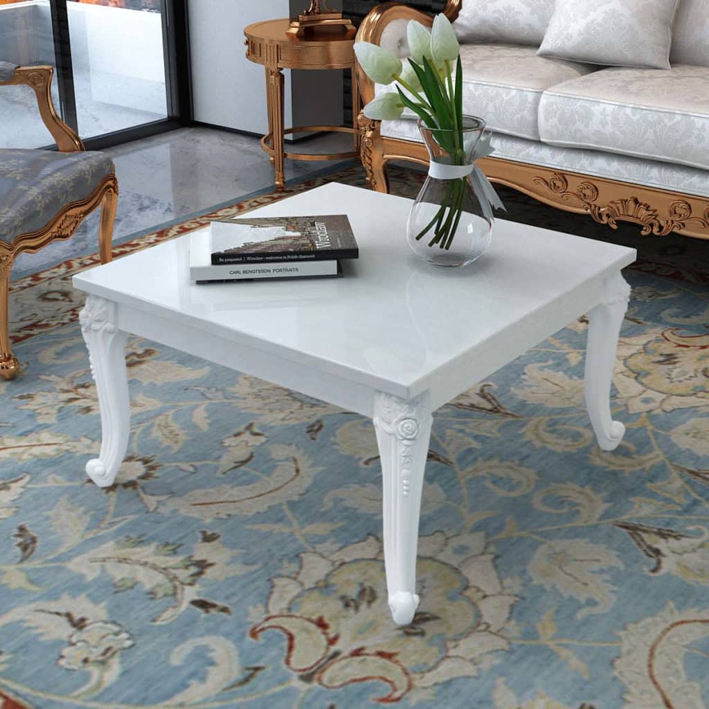 Table basse 100 x 60 x 42 cm blanc brillant