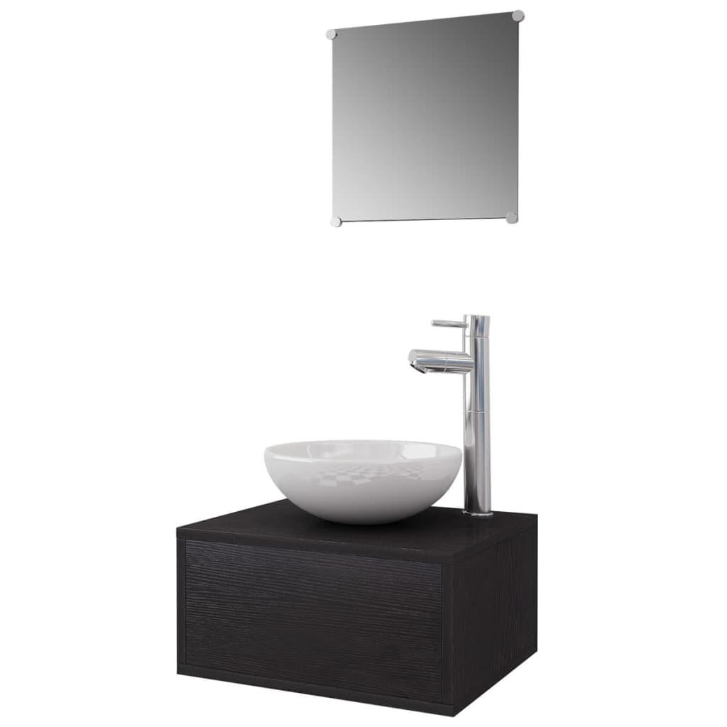 Ensemble de meubles de salle de bain 4 pièces avec robinet et lavabo en beige