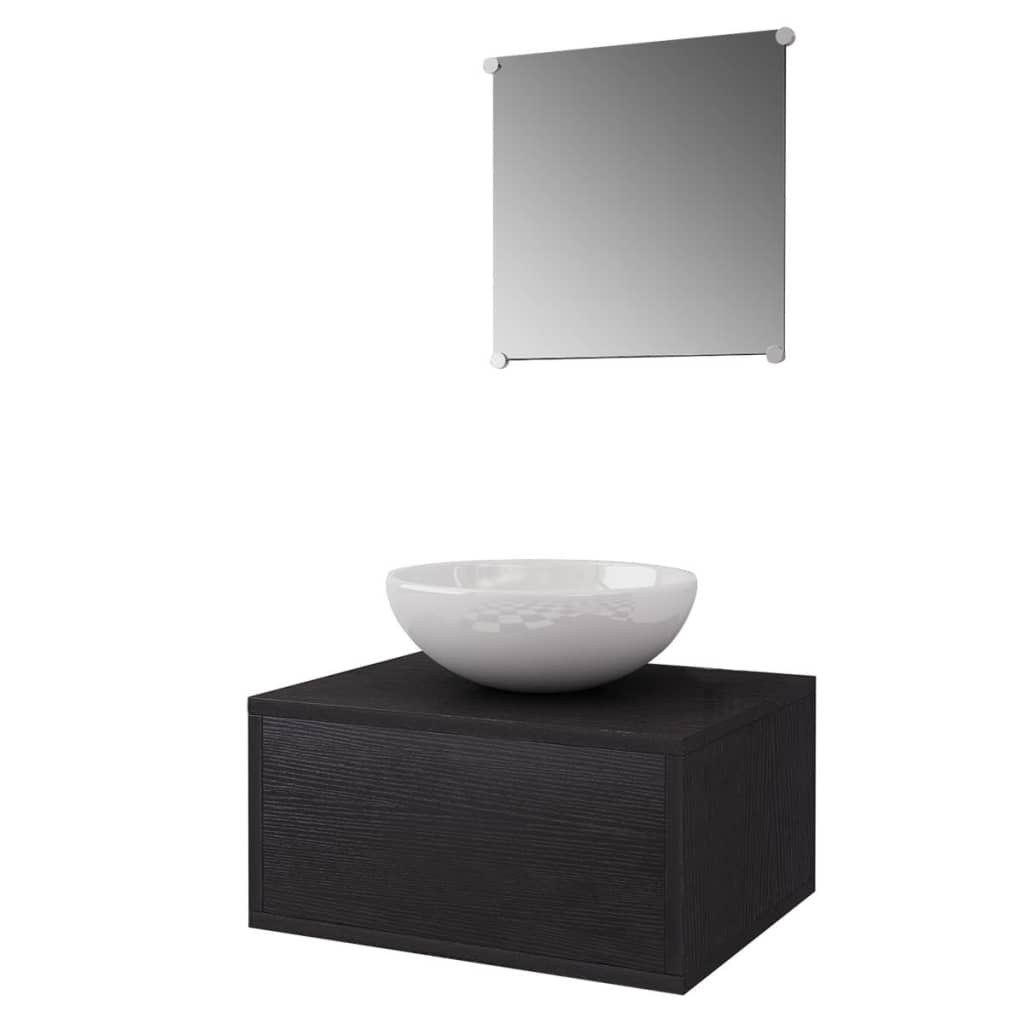 Ensemble de meubles de salle de bain 4 pièces avec robinet et lavabo en beige