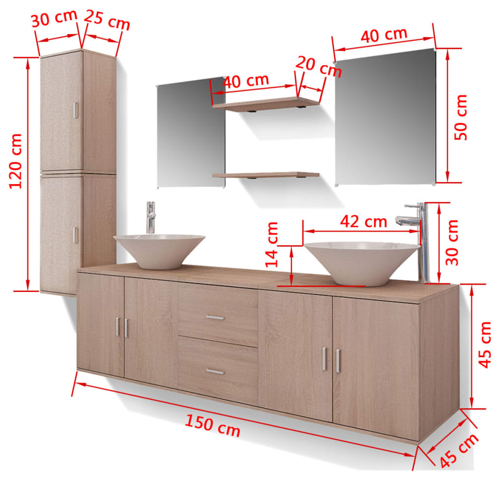 Ensemble de meubles de salle de bain 4 pièces avec robinet et lavabo en beige