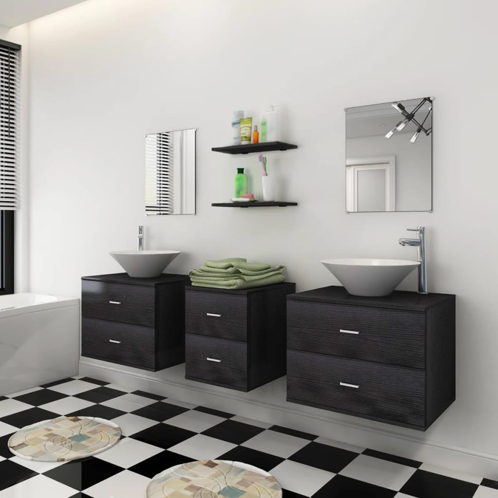 Ensemble de meubles de salle de bain 4 pièces avec robinet et lavabo en beige