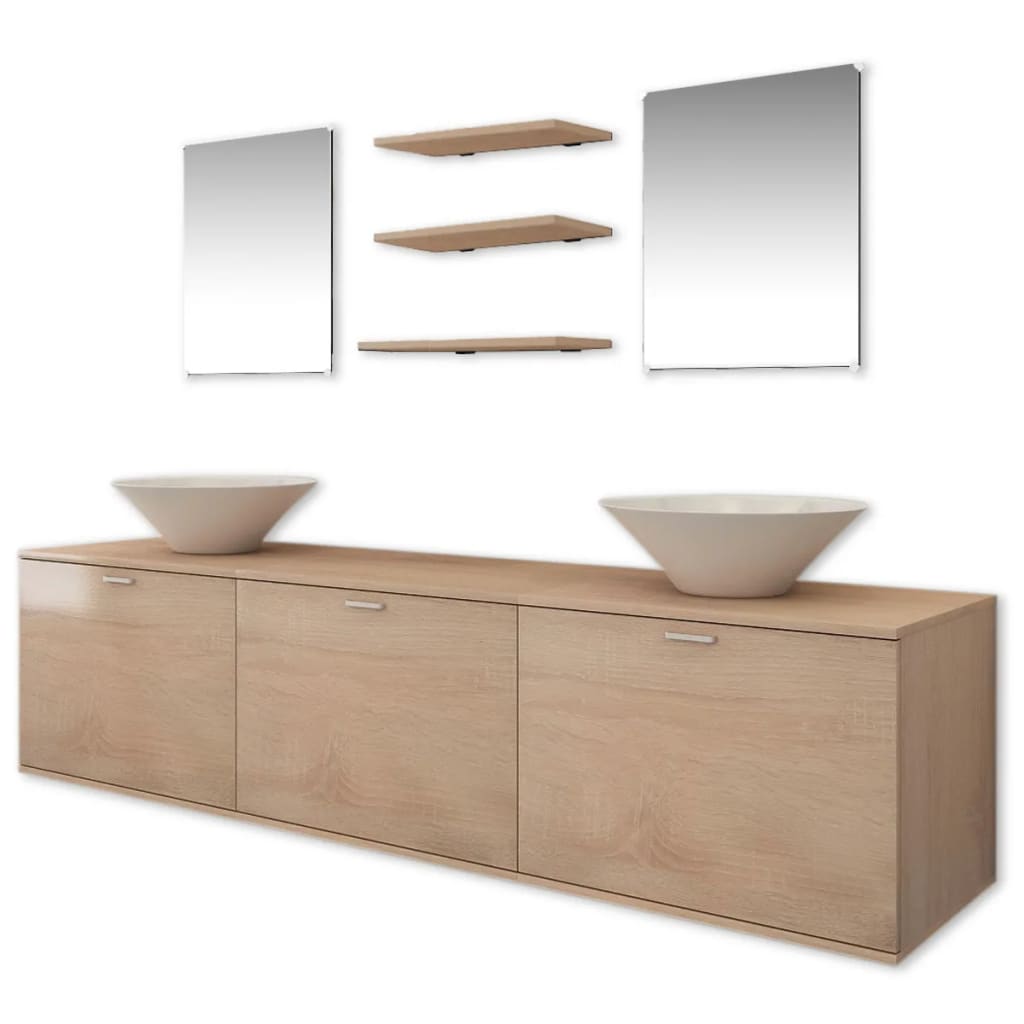 Ensemble de meubles de salle de bain 4 pièces avec robinet et lavabo en beige