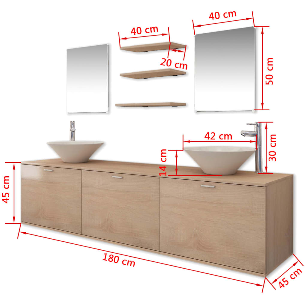 Ensemble de meubles de salle de bain 4 pièces avec robinet et lavabo en beige