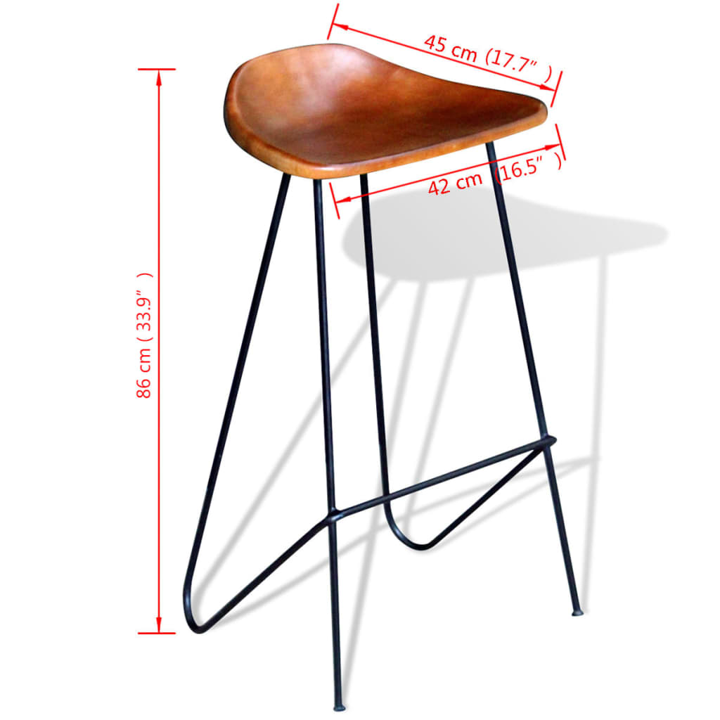 Barstoelen 4 st echt leer bruin