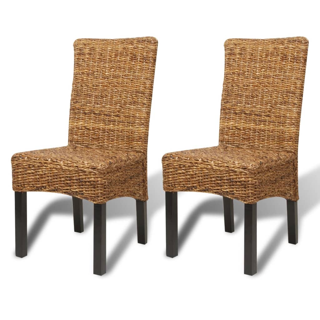 Chaises de salle à manger 2 pcs abaca et bois de manguier massif