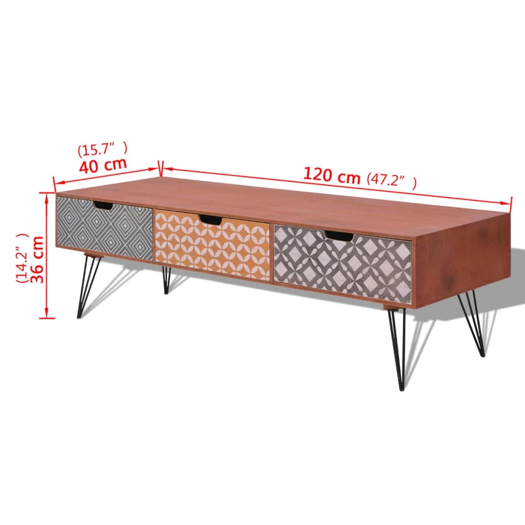 Tv-meubel met 3 lades 120x40x36 cm