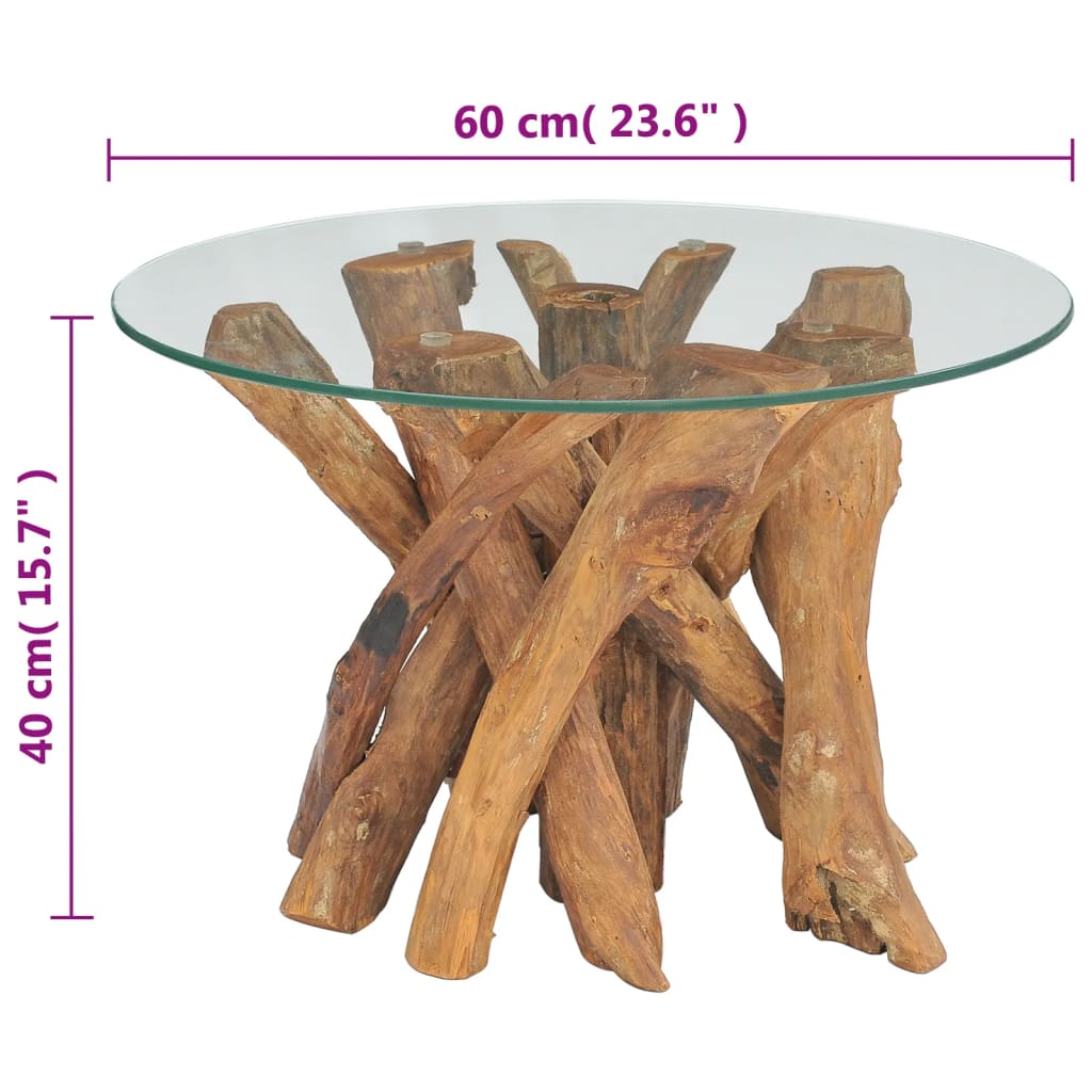 Table basse 60 cm en teck massif bois flotté