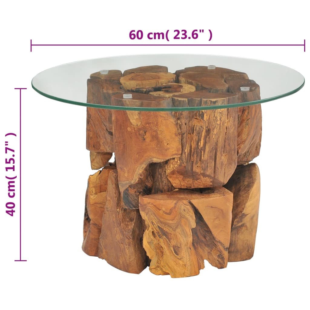 Table basse 60 cm en teck massif bois flotté