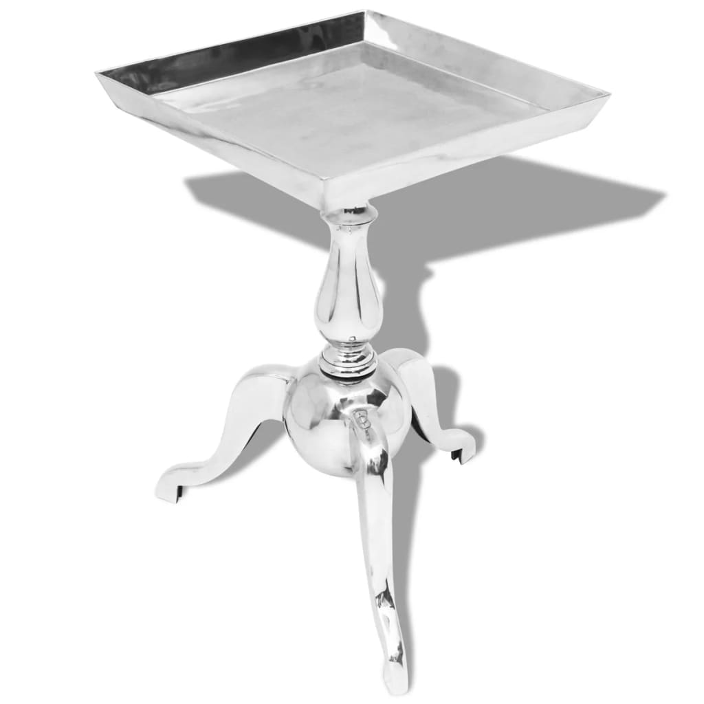 Table d'appoint carrée aluminium argent