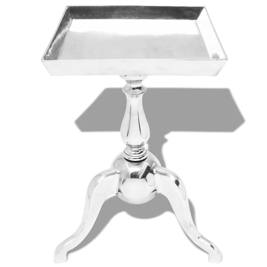 Table d'appoint carrée aluminium argent