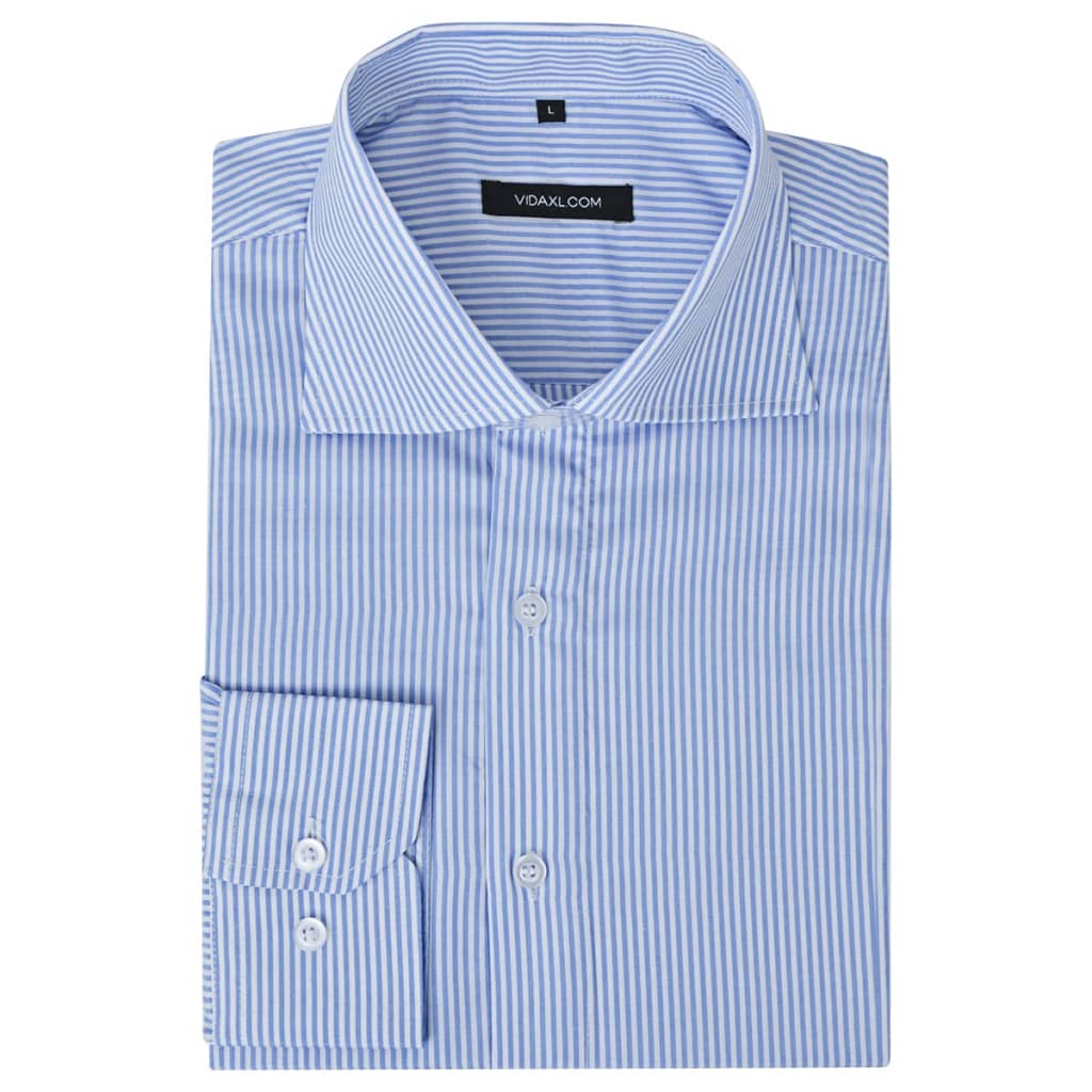 Chemise business homme blanc et bleu rayé taille S