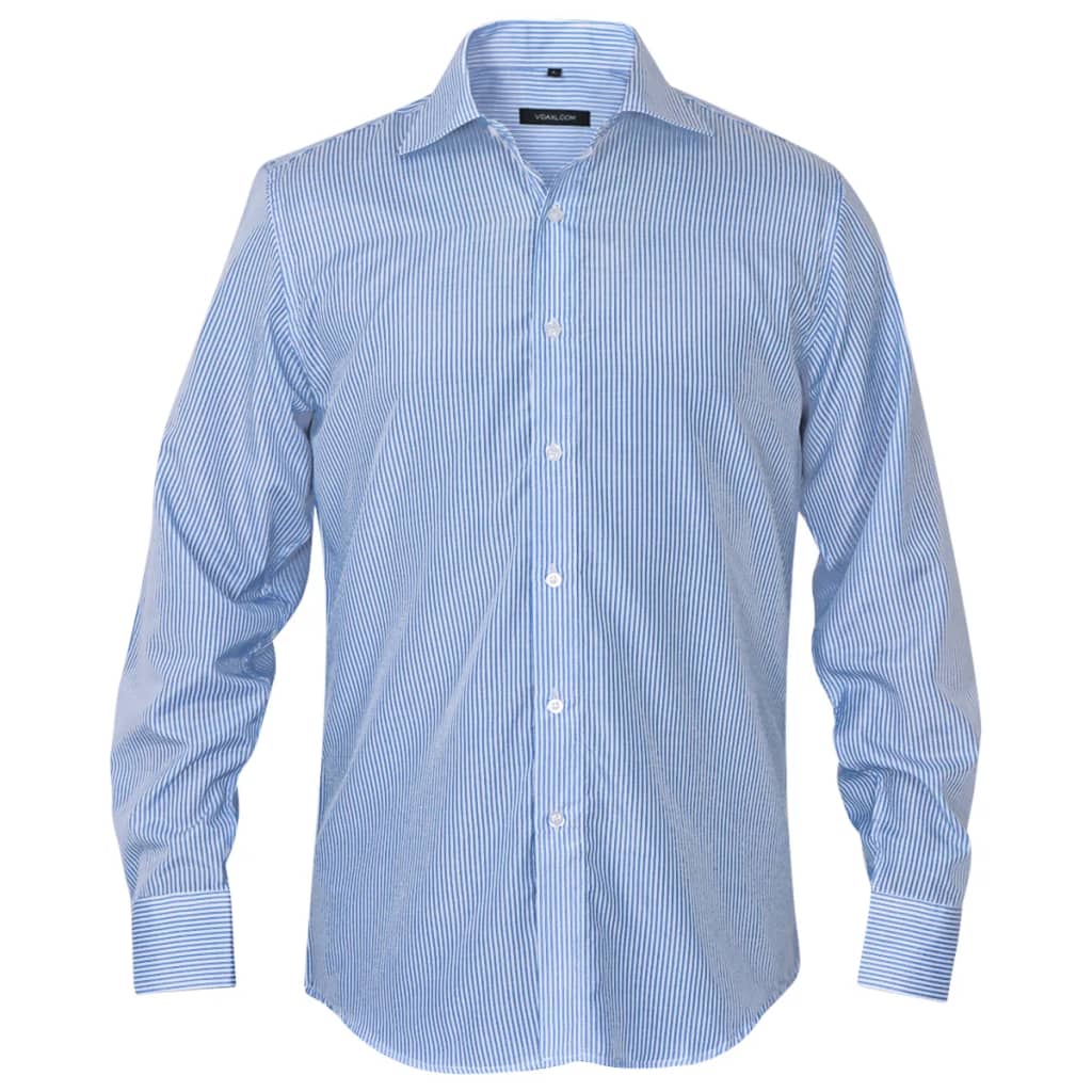 Chemise business homme blanc et bleu rayé taille S