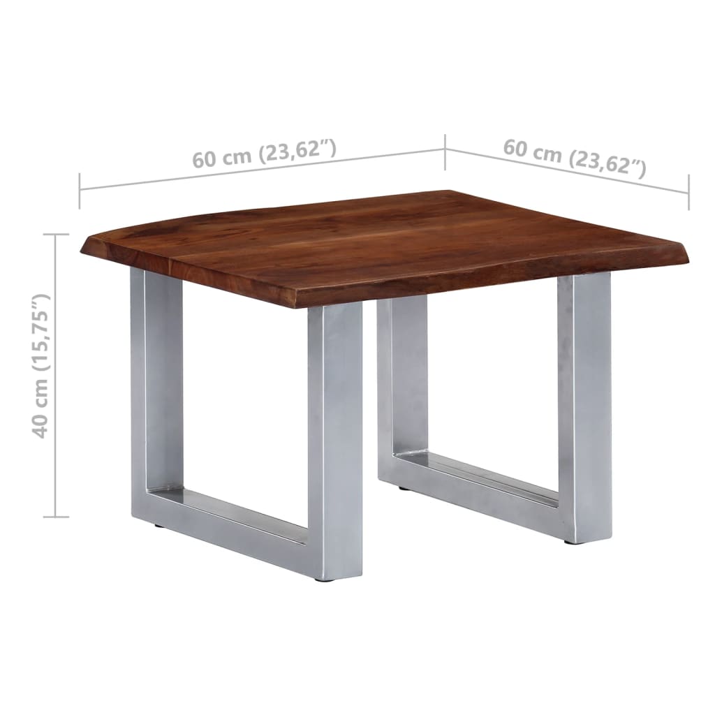 Salontafel met natuurlijke randen 60x60x40 cm acaciahout