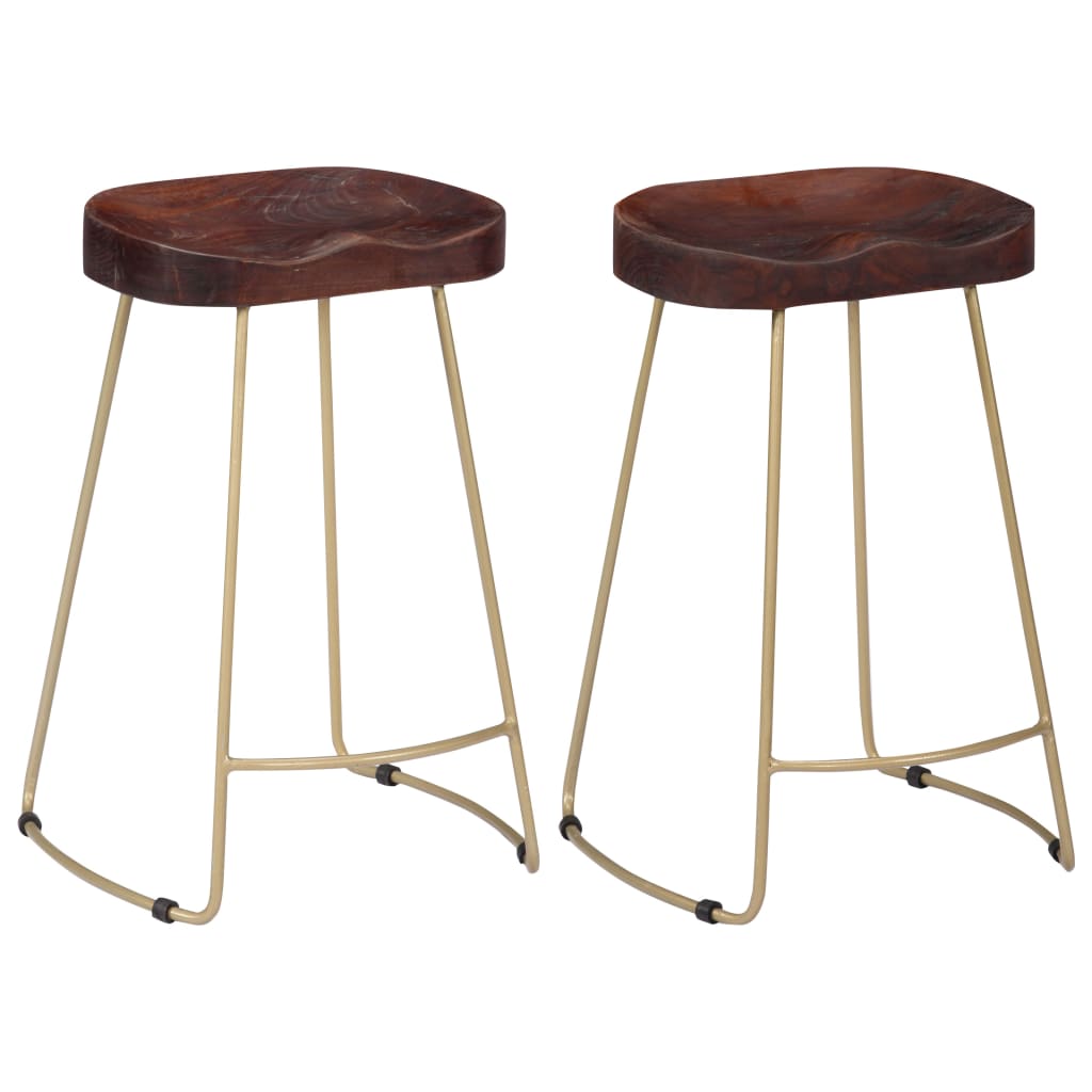 Tabourets de bar Gavin 2 pcs en bois de manguier massif