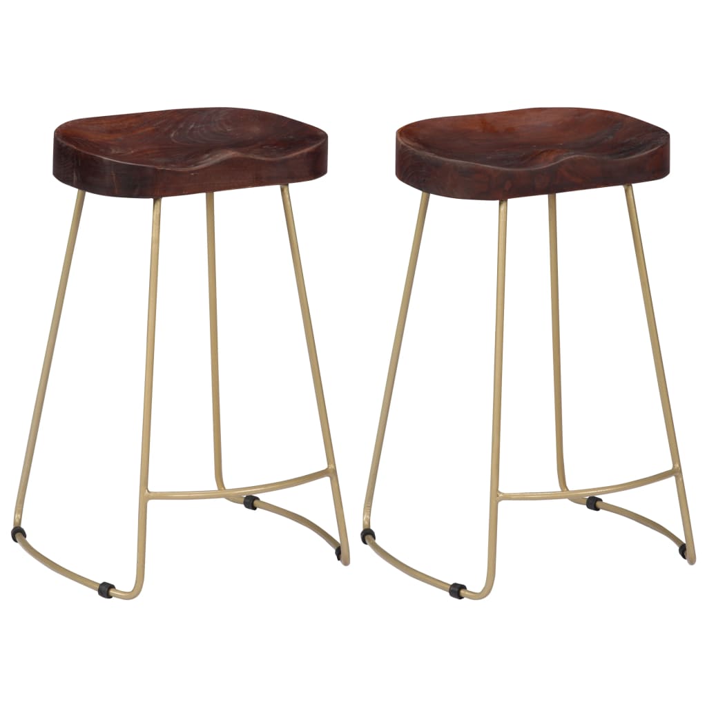 Tabourets de bar Gavin 2 pcs en bois de manguier massif