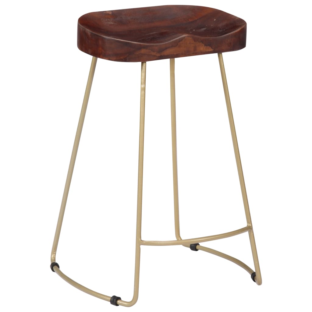 Tabourets de bar Gavin 2 pcs en bois de manguier massif