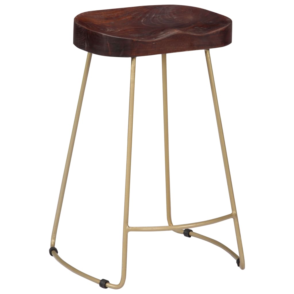 Tabourets de bar Gavin 2 pcs en bois de manguier massif