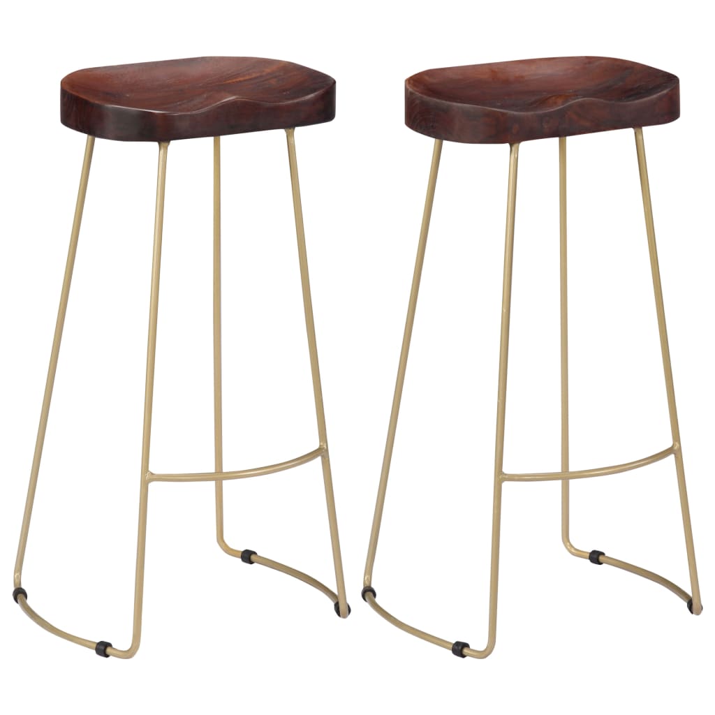 Tabourets de bar Gavin 2 pcs en bois de manguier massif